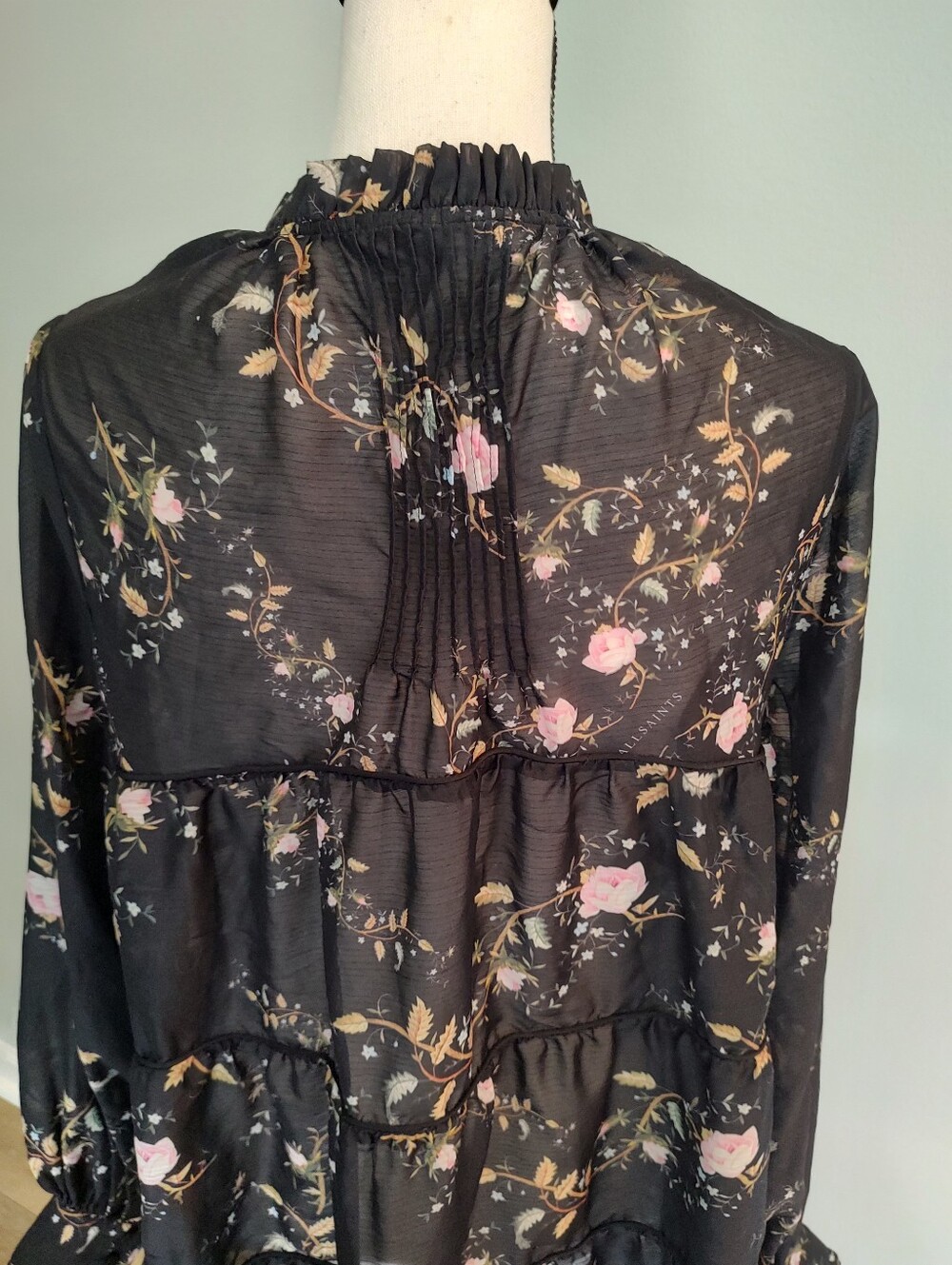 All Saints Mindy Oto Floral Women’s Mini Tiered Trapeze Dress Size 6 - Picture 5 of 16